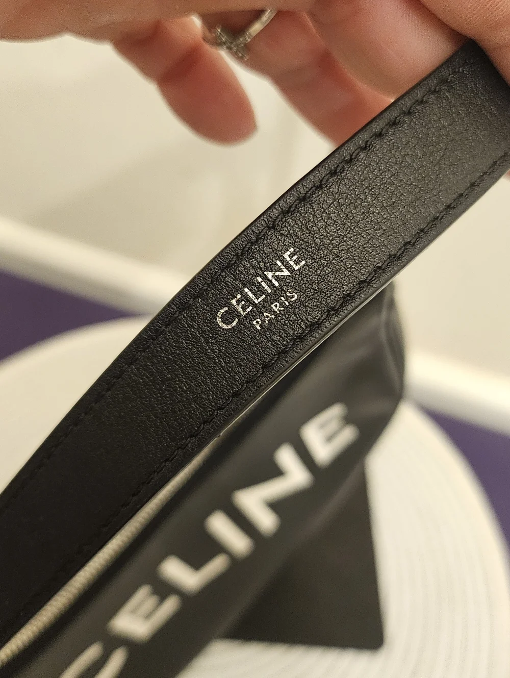 AUTHENTIC Celine Ava Bag in Smooth Calfskin - Black with White Logo